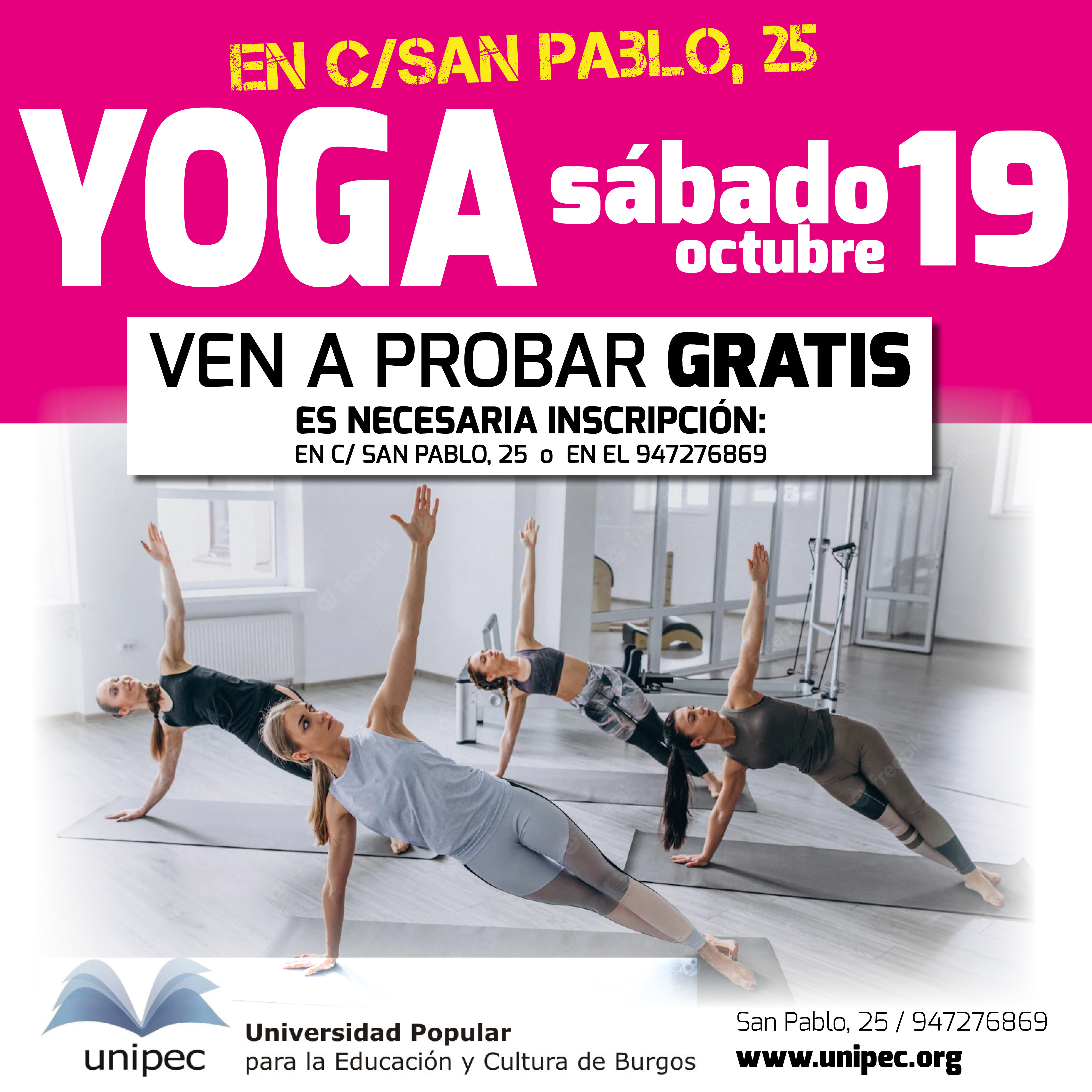 YOGA. PUERTAS ABIERTAS GRATUITAS